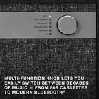 Victrola Century 6-in-1 Vinyl Record Player & Music Center – 3-Speed Turntable, CD & Cassette Player, VINYLSTREAM, Bluetooth & 3.5mm Aux, Record Player with Speakers, Mid Century Design (Black)