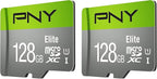 PNY 128GB Elite Class 10 U1 microSDXC Flash Memory Card - 100MB/s, Class 10, U1, Full HD, UHS-I, Micro SD (Pack of 2)