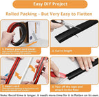 12ft Cord Cover Floor for Extension Cords, Self-Adhesive Floor Cable Cover to Protect Cables & Prevent Tripping, PVC Cord Hider Protector, Internal Wire Management Channel Diameter: 0.39", Black