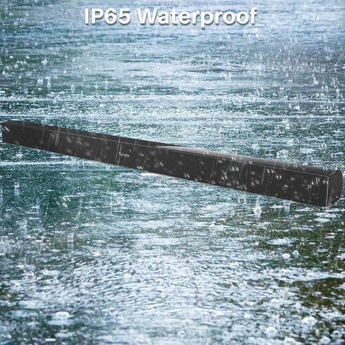 SYLVOX Elf S2 Soundbar, Bluetooth Sound bar for TV IP65 Waterproof, 60W TV Speaker with 3D Surround Sound, Movie/News/Music Mode, Wireless Connection, HDMI ARC, Music Streaming, Wall Mountable