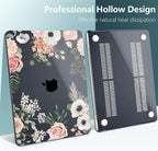 TWOLSKOO Compatible with M4 MacBook Air 15 inch Case 2025-2023 Released Model M4 A3241 M3 A3114 M2 A2941, Plastic Hard Shell & Screen Protector & Keyboard Cover & Type C Adapter, Rose Flower