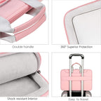 Lacdo 360° Protective Laptop Shoulder Bag, 15-15.6 inch Laptop Sleeve Case for Acer HP Lenovo Dell ASUS Laptop, Acer Aspire, HP Pavilion, Dell Inspiron, Lenovo IdeaPad,ASUS ZenBook Computer Bag, Pink