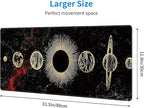 Galaxy Planet Large Mouse Pad,Gaming Keyboard Desk Pad,Extended Mouse Mat Non-Slip Rubber Base with Stitched Edges for Office Game Home XL 31.5"x11.8"