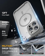 Miracase for iPhone 16 Pro Case Full-Body Phone with Built-in Glass Screen Protector, [Compatible with MagSafe] Military Drop Proof 16 Pro Cover Bumper 6.3 inch, Grey