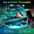 SANSUI Curved Monitor 27 inch 100Hz USB Type-C Computer Monitor with Speakers Built in丨FHD 1080p丨HDR丨110% sRGB丨1500R丨VESA Compatible,for Tablet,Desktop,Laptop and PC Work Gaming