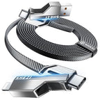4-in-1 USB C Cable 45W 5FT Compatible with Lightning Cable [Fast Charging & Data Transfer] Flat Nylon Braided for iPhone iPad Charger Cord, Multi Charge Wire Combo with L/Type C/USB A Port