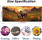 Rhino Gaming Mouse Pad, Sunset Floral and Wildlife Mousepads for Gaming Home Office Work, Extended Mats Computer Keyboard Laptop, 31.5×11.8 Inch Large Desk Mat with Non-Slip Rubber Base