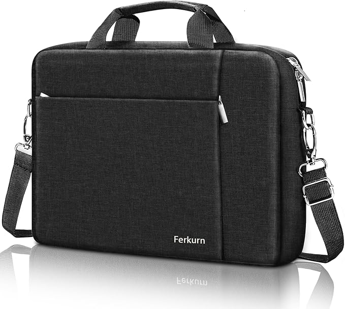 Ferkurn Laptop Bag Case for Women Men Computer Bag Compatible with HP Envy Pavilion Omen/LG Gram/MSI/Dell Inspiron XPS/Lenovo/Acer, Shoulder Strap Carrying Messenger Briefcase, Black, 17 17.3 Inch