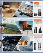 BOBYE Electric Compressed Air Duster & Keyboard Cleaner, 2-in-1 Blower & Vacuum with 180W Brushless Motor, 6000mAh Battery, 3-Gear Adjustable for Computers, Cars, Furniture, and Outdoor Cleaning