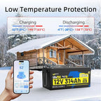 12V 314Ah LiFePO4 Lithium Battery 300Ah BMS, Built-in Metal Frame & Bluetooth 5.0, Full Metal Case 4.01kWh Energy, 8000+ Deep Cycles Batterys Perfect for Energy, RV, Solar, Trolling Motor