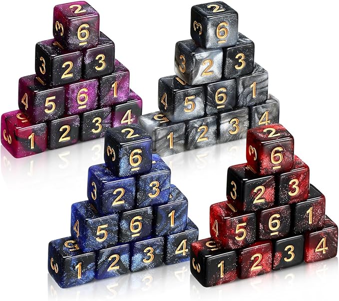 Poen 40 Pcs 16mm Dice Set Bulk, 6 Sided Standard Colored Dices with Numbers, D6 Polyhedral Games Dice for Board Games, Parties (Vibrant Color)