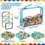 Sanwuta 6 Packs Toy Storage Bags, PVC Organizing Case Bags with Zipper, Waterproof Toy Container for Board Games, Building Blocks, Puzzles, Small Toys and Kids Books(Large,Simple Colors)
