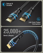 BlueRigger 4K HDMI Cable 35FT (4K 30Hz, HDR10, in-Wall CL3 Rated, High Speed, HDCP2.2, eARC) - Long HDMI Cable Compatible with Home Theatre, HDTV, Gaming Consoles, Streaming Devices