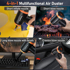 COLORCORAL 12-in-1 Cordless Compressed Air Duster with 2-Speeds 120,000RPM, LED Light, Computer Vacuum Air Duster 2-in-1, Perfect for Deep Cleaning Keyboards, PCs, Cars, and Electronics
