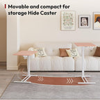SANODESK Medical Adjustable Overbed Bedside Table with Hidden Casters, Pneumatic Mobile Laptop Computer Standing Desk Cart with Tray, Hospital and Home Use(31.5" W x 17.7" D, Pink)