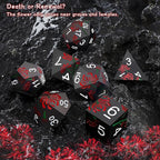 PJOY Metal Dice Set D&D Flower Dice Set DND Polyhedral Dice for RPG Role Playing Games Compatible with Dungeons and Dragons TTRPG Black Red White DND Dice