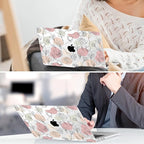 TWOLSKOO Compatible with M4 MacBook Air 15 inch Case 2025-2023 Released Model M4 A3241 M3 A3114 M2 A2941, Plastic Hard Shell & Screen Protector & Keyboard Cover & Trackpad Film, Line Flowers