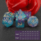 QMAY DND Dice Set -D&D Polyhedral Dice (7 Pcs) for Dungeons and Dragons (Purple Light Blue Glitter)