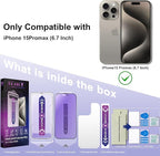 2 Pack Anti Blue Light Matte Screen Protector for iPhone 15 Pro Max 6.7-Inch Auto Dust Removal, No Bubbles, Tempered Glass Film, Easy Installation