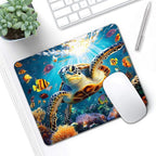 Mouse Pad, Cute Ocean Colorful Turtle Mouse Pads for Desk, 9.5" x 7.9" Non-Slip Rubber Base Computer Mousepad with Women, Portable Square Design for Wireless Mouse and Pad Laptop Office & Travel