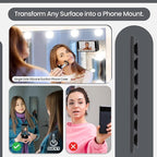 SUCKY Silicone Suction Phone Case Adhesive Mount - Anti-Slip Holder, Hands-Free Fidget Toy, Phone Accessory for iPhone and Android (Deep Black, Single Sided)