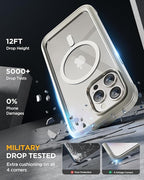 Miracase Magnetic for iPhone 15 Pro Max Case 6.7'' [Compatible with Magsafe] Full-Body Drop Proof Phone Case for iPhone 15 Pro Max with Built-in 9H Tempered Glass Screen Protector,Grey Titanium