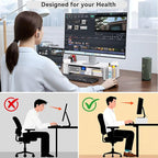 Computer Monitor Stand Riser with Drawer and Pen Holders, Desk Organizer Shelf and Accessories, Office Desk Accessories, Office Organization, White