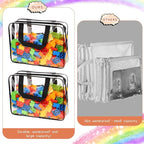 10 Packs Large Toy Storage Bags with Labels, Waterproof Clear PVC Storage Bags for Toys, Travel Organizer Bags with Zipper Closure for Puzzles, Building Blocks, Kids' Books
