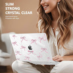 May Chen Case for MacBook Pro 13 inch M2 2023,2022,2021,2020 A2338 M1 A2251 A2289, Plastic Hard Shell Case for MacBook Pro 13" with Touch Bar Fits Touch ID, Clear Glitter Bow