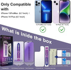 2 Pack Anti Blue Light Matte Screen Protector for iPhone 13 Pro Max/iPhone 14 Plus, 9H Tempered Glass, Full Coverage, Anti-Fingerprint, Auto Dust-Elimination, No Bubble, Easy Installation