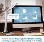 OttLite Charge Up LED Desk Lamp with Wireless Qi Charging & USB Charging Port, with ClearSun LED Technology - Adjustable Neck, 3 Color Temperature Modes, Reduces Eyestrain - Travel-Friendly Task Lamp