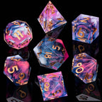 ARUOHHA Sharp Edges Dice Set DND Resin Lightning Dice with Box, Blue Purple Polyhedral Dragons Dice RPG Role Playing Games, Dungeons D and D Dice Set D20 D12 D10 D8 D6 D4