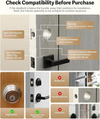Lockin Veno Plus Smart Lock with 2K 180° Security Camera & Video Doorbell, AI Local Storage, Palm Vein/Fingerprint Keyless Entry Door Lock, Smart Locks for Front Door Bulit in Wi-Fi, App Control