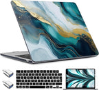 TWOLSKOO Compatible with M4 MacBook Air 13.6 inch Case 2025-2022 Release M4 A3240 M3 A3113 M2 A2681, Plastic Hard Shell & Keyboard Cover & Type C Adapter & Screen Protector, Graphite Marble