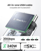 Silkland USB 4 for Long Thunderbolt 4 Cable 16.5FT/5M, 20Gbps Data Transfer, Supports 5K/4K@60Hz, 240W PD 3.1 Charging, USB C Video Cable Compatible for Thunderbolt 3, MacBook, SSD, Docking,VR Headset