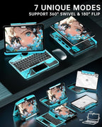 Intermerge Clear Keyboard Case for iPad Air 11" (M3/M2, 2025/2024), Air 5th/4th, Pro 11" 2022-2018, 360° Swivel Multi-Touch Trackpad, 7-Color Backlit, Pencil Holder, Type-C, Aqua Pulse