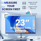 Magnetic Privacy Screen for Frameless Computer Monitor 23 Inch 16:9 Aspect Ratio,Hanging Blue Light Screen Protector Eye Protection Anti-Spy Shield, 23in Removable Privacy Filter