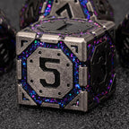 Metal D&D Dice Set, Polyhedral Metallic Dice with Cracks for Dungeons and Dragons RPG TTRPG DND 7-Die Set with Gift Case