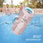 Ortizan Portable Bluetooth Speakers, IPX7 Waterproof Wireless Speaker with 24W Loud Stereo Sound, Deep Bass, Bluetooth 5.3, RGB Lights, Dual Pairing, 30H Playtime for Home, Outdoor, Party