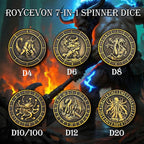 7 in 1 D6 Spinner DND Dice Set D&D, Metal Cube D and D Dice with Gift Box, Dungeons Dragons Role Playing Dice, Gold