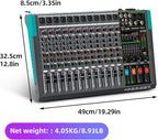 Depusheng MX12 12 Channel Sound Mixer Audio Mixing Console 48V 256DSP Professional USB PC Play Record Podcast Live Broadcast (US MX12)