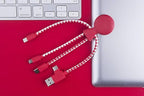 Multi USB Cable 4 in 1 - Universal Charger Made from Recycled Plastic - USB, USB-C, Lighting, Micro USB Ports - Compatible with All Smartphones Mr Bio RED Octopus