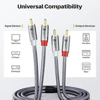GEARit RCA Cable (10FT) 2RCA Male to 2RCA Male Stereo Audio Cables Shielded Braided RCA Stereo Cable for Home Theater, HDTV, Amplifiers, Hi-Fi Systems, Car Audio, Speakers, 10 Feet