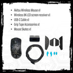 Arbiter Akitsu 8K Carbon Fiber Composite Gaming Mouse - Ultra-Light 38g, Wireless, 26k DPI, USB-C Fast Charging, 60Hr Battery Life, 8k Polling Rate, PIXART 3395 Sensor, LCD Display
