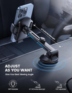 Lamicall Car Phone Holder Mount [3-in-1 Military-Grade Suction Cup] 360° Rotation Phone Holders for Your Car [Metal Hook] Cell Phone Car Mount Dashboard Vent Windshield for iPhone 16 All Smartphone