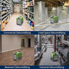 ALORAIR 180PPD LGR Commercial Dehumidifier with Pump for Basement Warehouse & Job Sites, Large Space Crawl Space Dehumidifier for Efficient Water Damage Restoration,5 Years Limited Warranty, Green