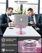 Ultra-Stable Swivel Laptop Stand for Desk, 300% Larger Base Stability, Military-Grade Aluminum, Height Adjustable Stylish Laptop Stand for Women, Suitable for 10"-17.3" Laptops Rose Gold