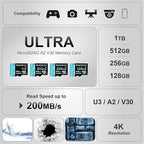 TEAMGROUP A2 Ultra Card 512GB Micro SDXC UHS-I U3 A2 V30, R/W up to 200/170 MB/s with Adapter TULMSDX512GIA2V3022503