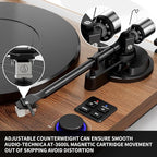 Bluetooth Turntable HiFi System with 36 Watt Bookshelf Speakers, Patend Designed Vinyl Record Player with Magnetic Cartridge, Bluetooth Playback and Auto Off