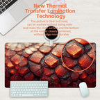 Desk Mat, Red Fire Dragon Scales Desk Pad, Cool Dragon Large Gaming Mouse Pad for Desk, 31.5"x15.7" Extended Big Computer Keyboard Mouse Pad with Non-Slip Base and Stitched Edge